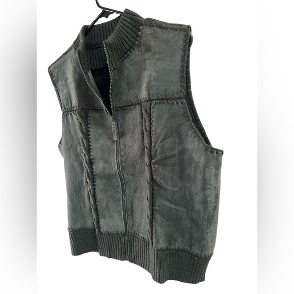 Vintage green suede knit zip up vest - Picture 3 of 4
